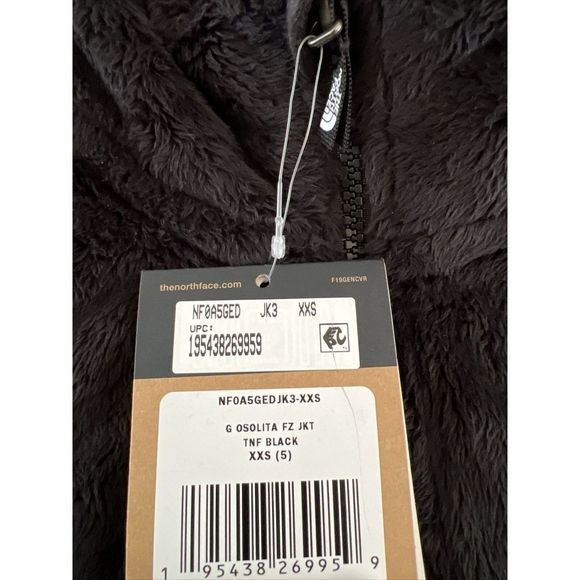 NORTH FACE GIRLS SZ XXS/5 OSOLITA FLEECE FZ JACKET, TNF BLACK NWT - Picture 7 of 9